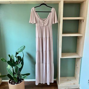Show Me Your Mumu Nicole Maxi Dress ~ Dusty Blush Crisp, Size L